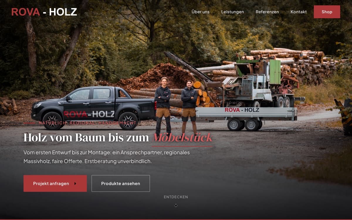 Startseite von rova-holz.ch: ROVA-HOLZ GmbH, Schreinerei